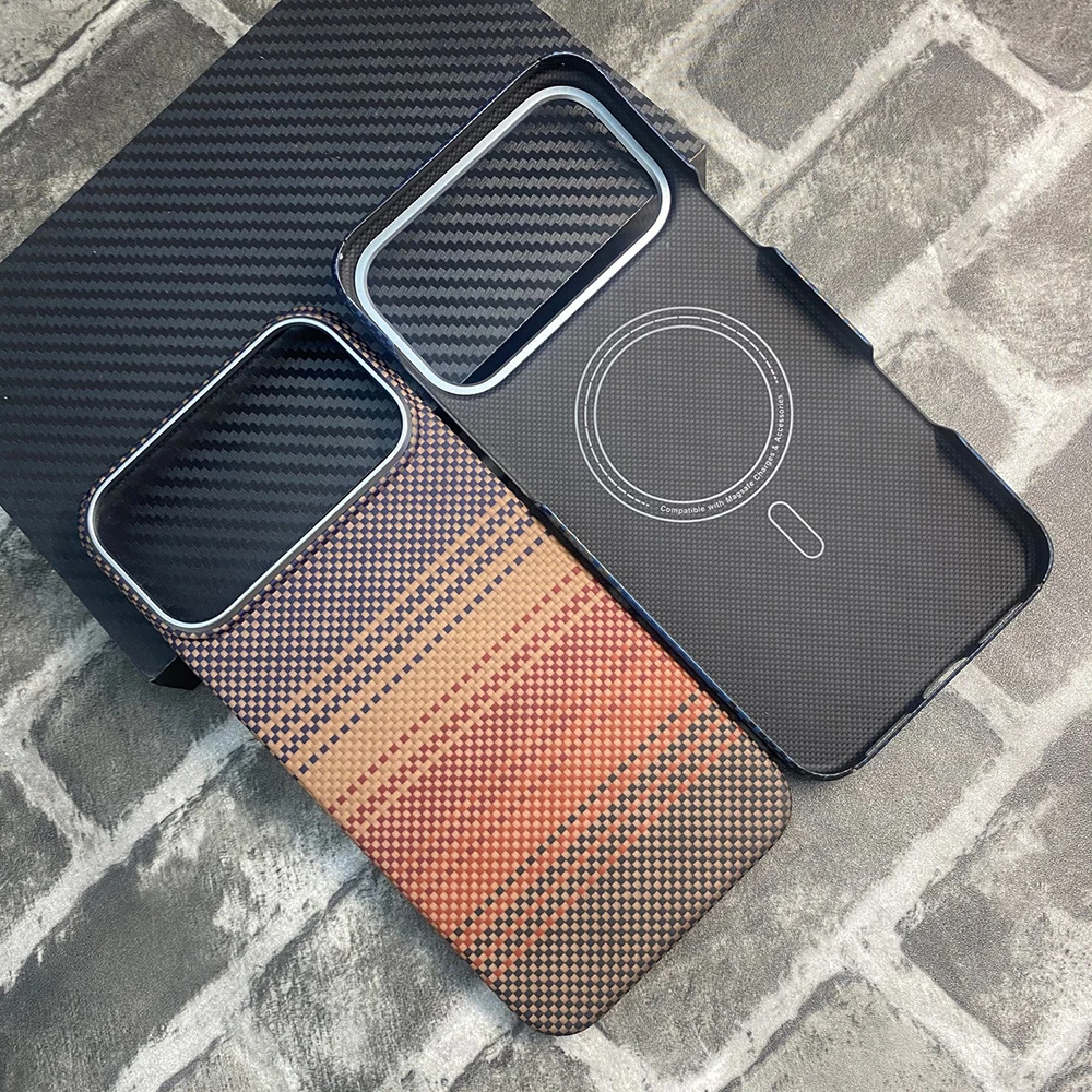 

For Magsafe Magnetic Case For iPhone 17 Pro Max Real Carbon Fiber Color Aramid Fiber Cover for iPhone 17 Pro/17pro max Case capa