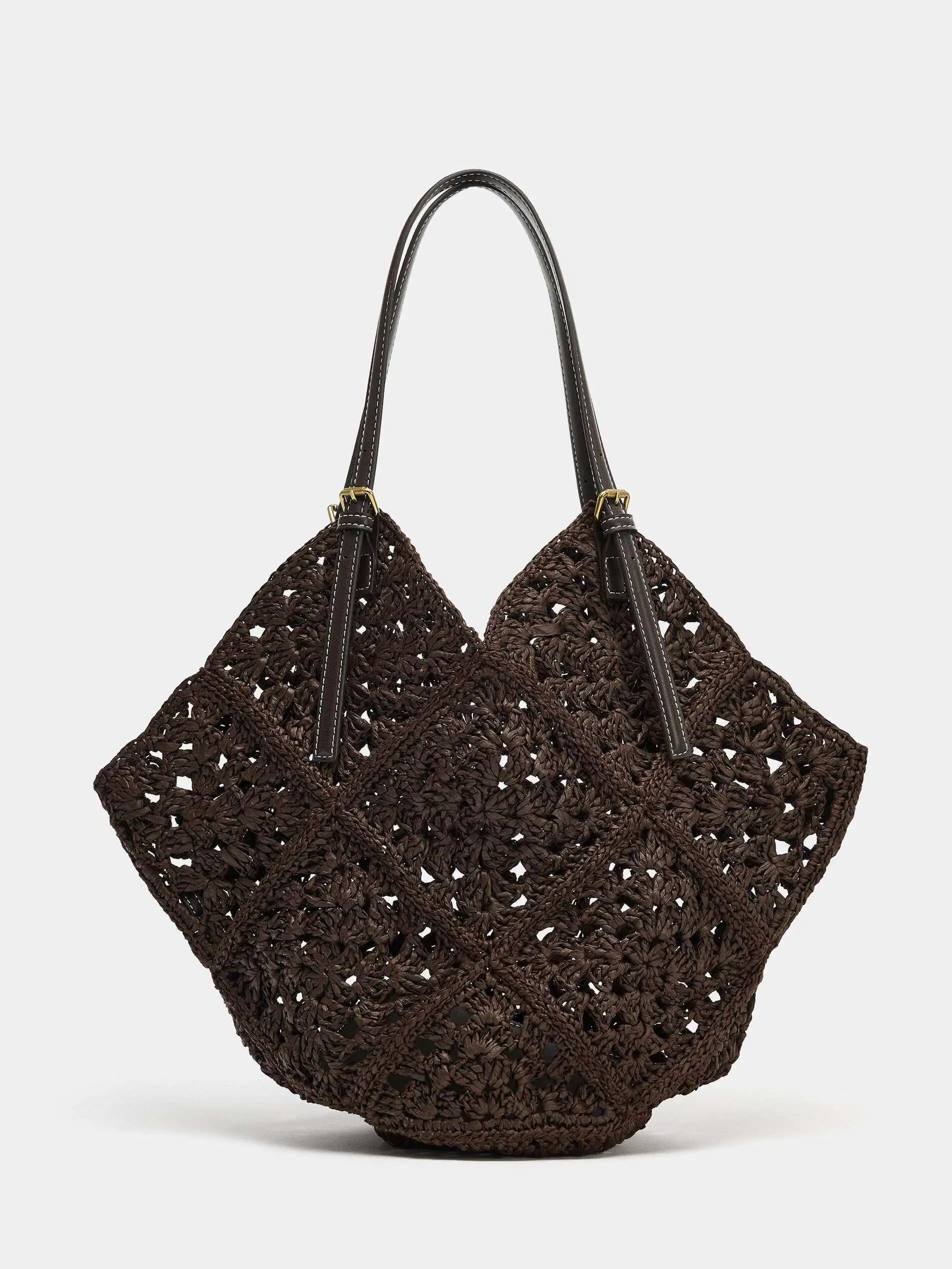 

Женские сумки из соломки, весенне-летняя новинка, ручная работа, с эффектом ажурной вязки, из кокосового волокна, сумка-тоут через плечо.