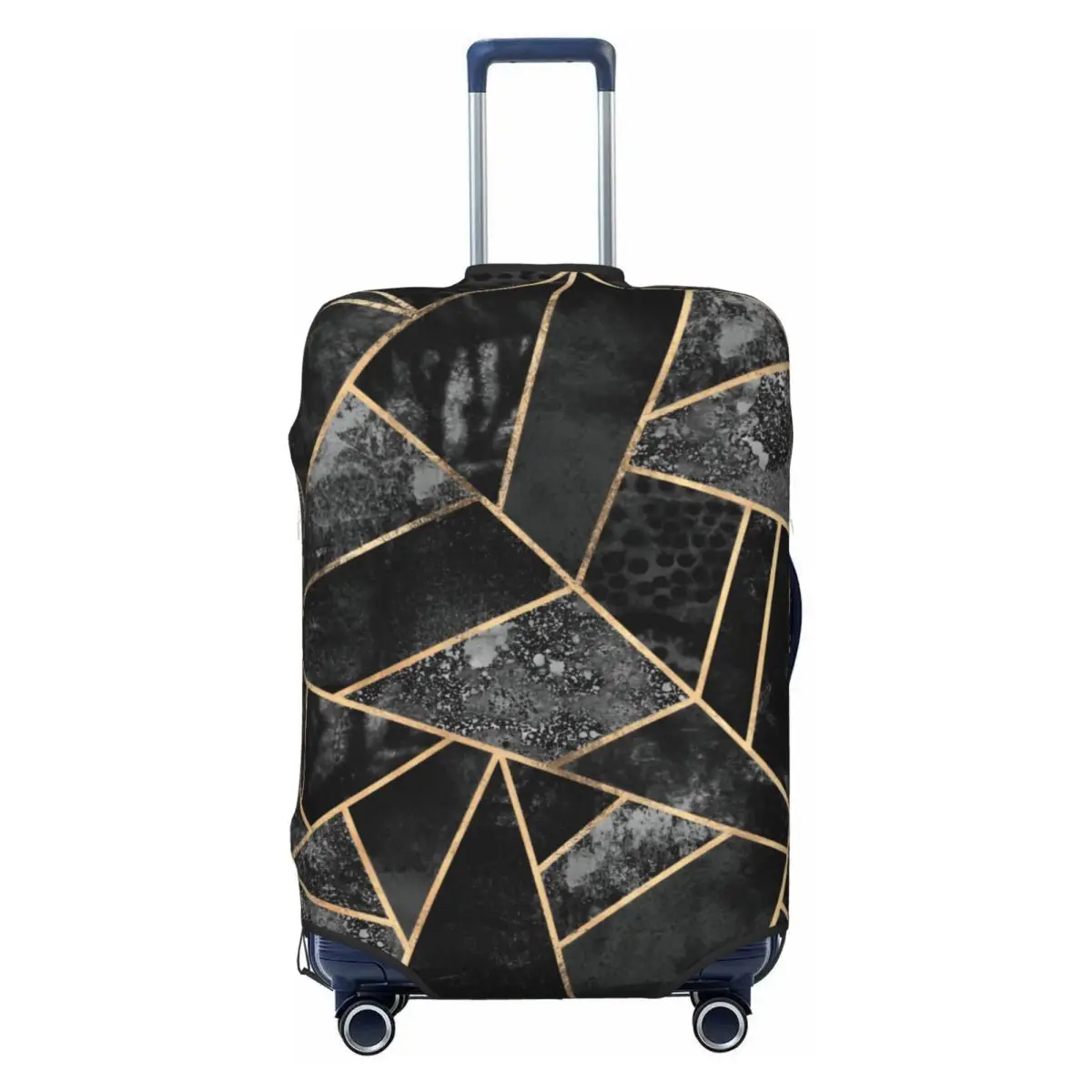

Black Stone Abstract Geometric Lines Travel Luggage Cover Dust Proof Suitcase Cover Protector Fit 18-32 Inch