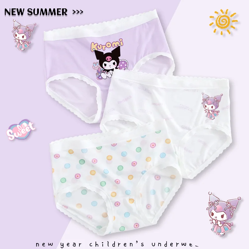 Sanrio Kuromi Children's Underwear New Summer Cartoon Girls Briefs Baby Girl Antibacterial Shorts Skin-Friendly Girl Clothes