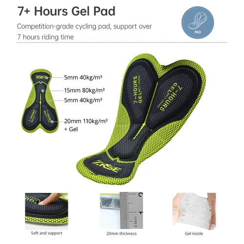 Imagen 2 del producto Pantalones cortos de ciclismo para hombre y mujer, ropa con almohadilla de Gel para bicicleta de montaña y carretera, ropa de Enduro para descenso, verano 2024, 7 horas