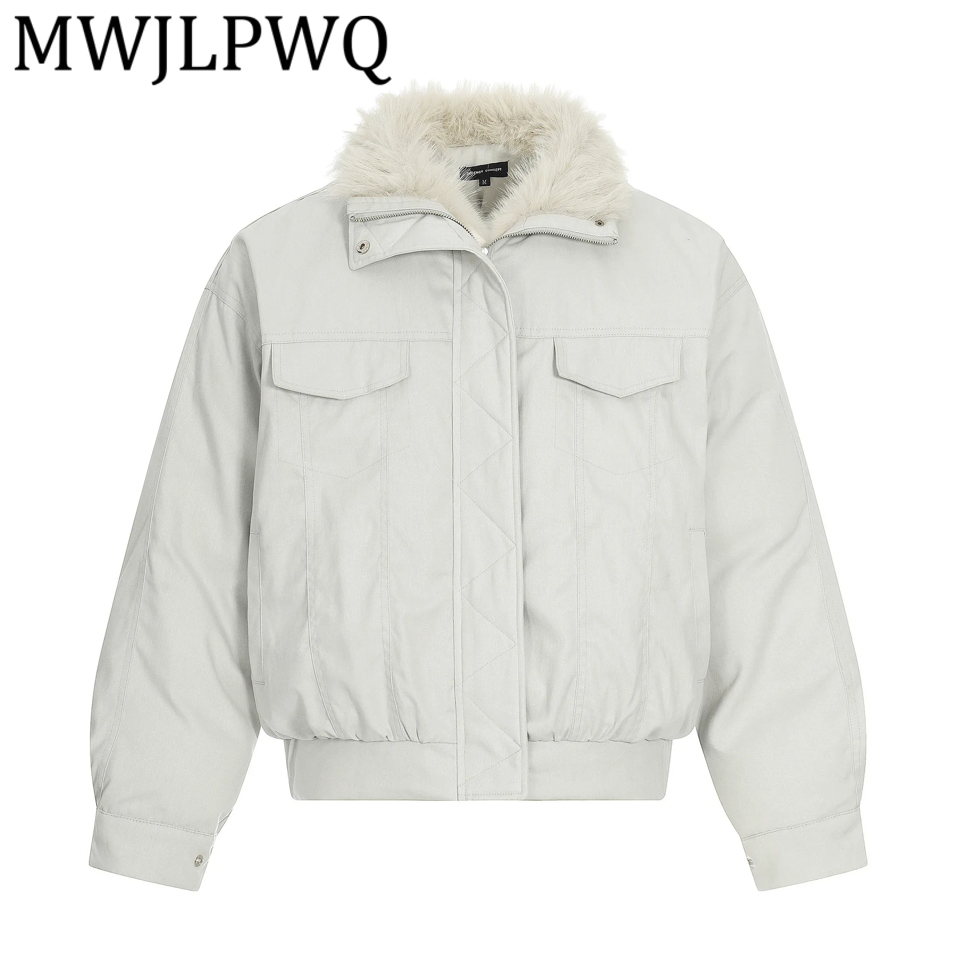 

MWJLPWQ Modish 2025 Winter New Shot American Cotton Jacket Male High Street Simple Spliced Versatile Turn-Down Collar Tops 21916