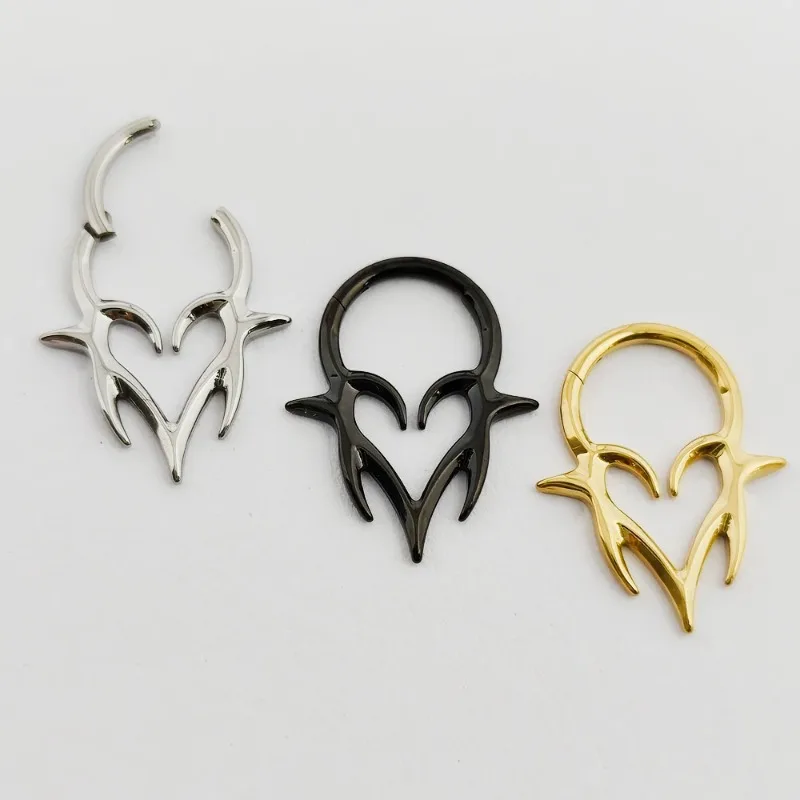 2/5pcs ASTM F136 Titanium Piercing Nose Ring Clicker Tragus Cartilage Daith Seamless Septum Earrings Punk Women Men Body Jewelry
