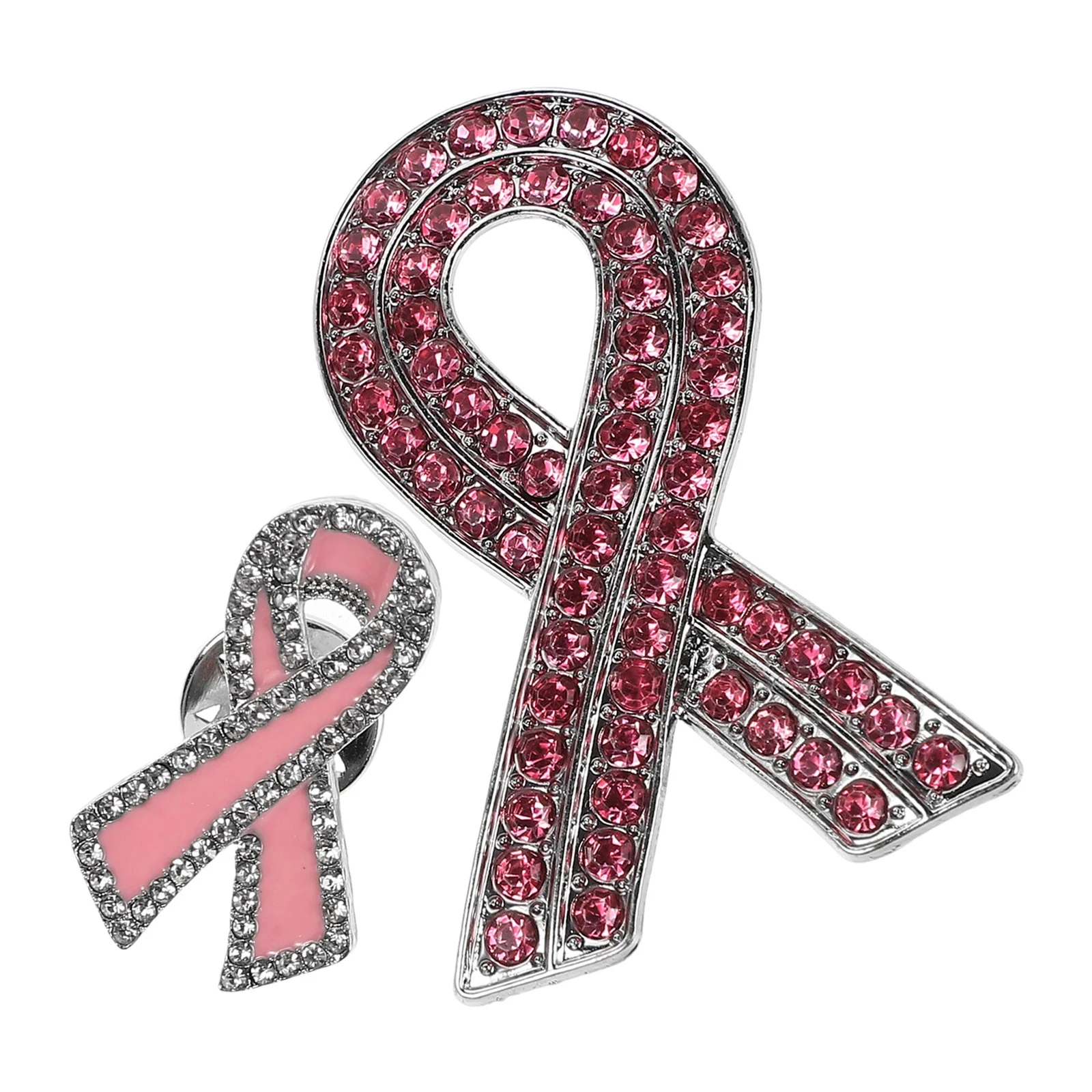 

2Pcs Alloy Breastpin Rhinestone Ribbon Brooch for Cancer Awareness Women Lapel Hat Bag Fashion Accessory
