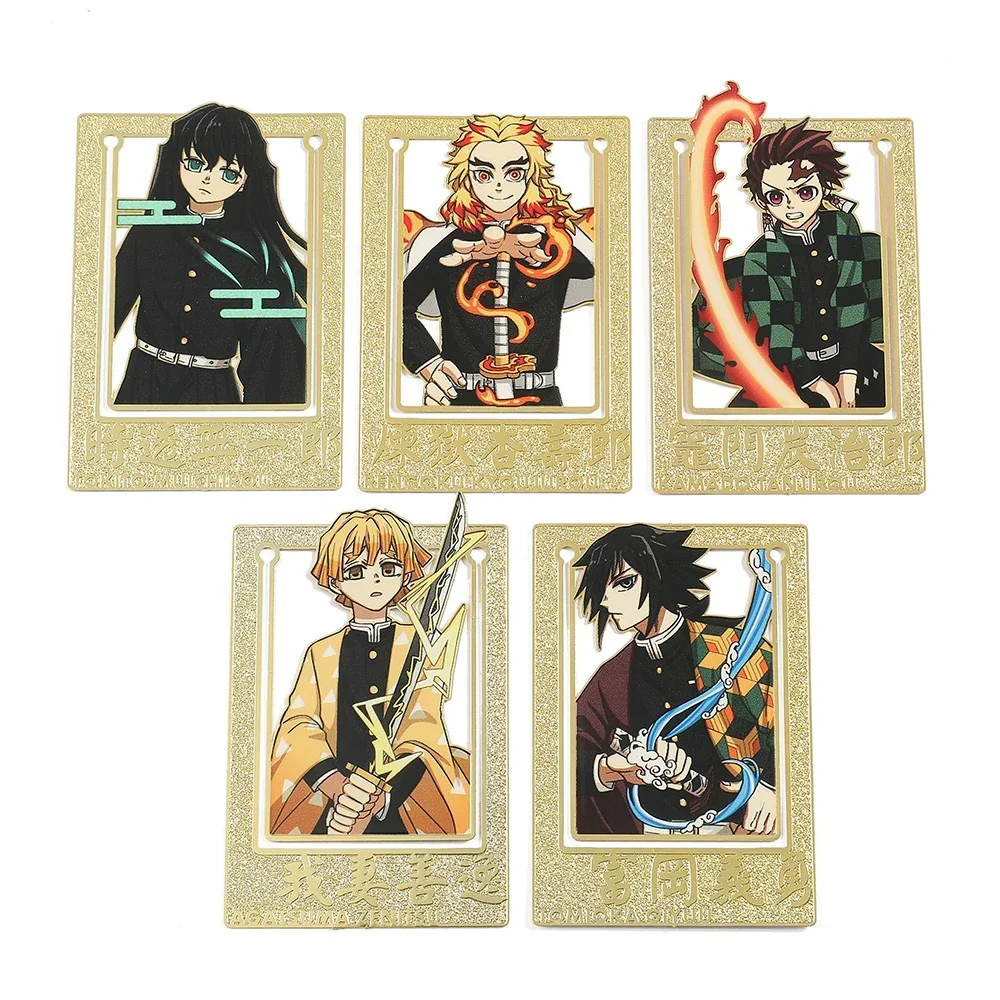 Anime Demon Tomioka Giyuu Bookmark Tanjiron Zenitsu Kyoujurou Bookmark Stainless Steel Page Marker Stationery Anime Peripheral