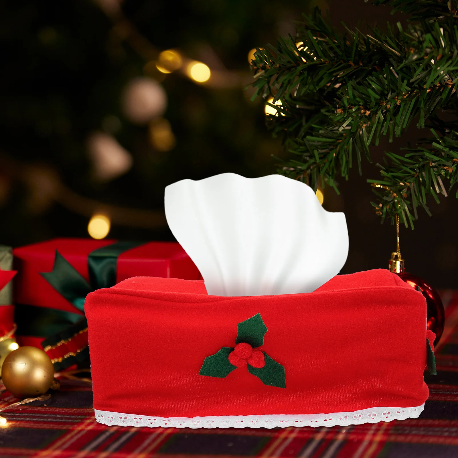 

2Pcs Christmas Fabric Napkin Holders Folding Tissue Boxes Convenient Compact Storage Decorative Xmas Napkin Boxes