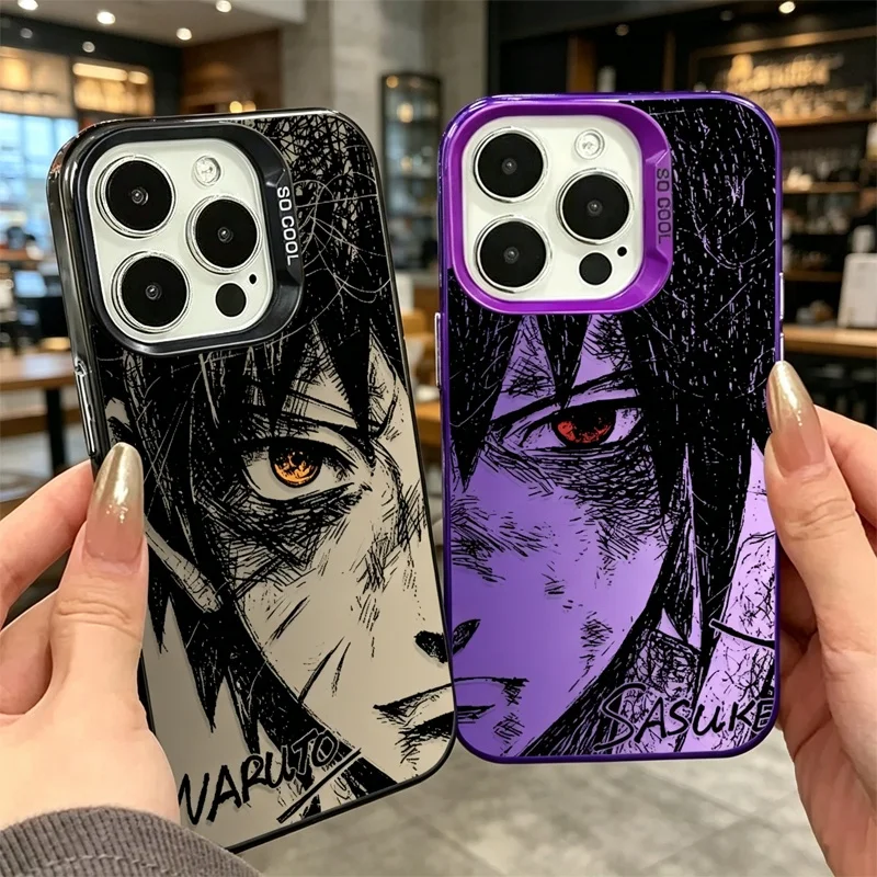 Coque Naruto Uzumaki Sasuke Uchiha Chaotic Line Art pour iPhone 12 17 Air Pro Max 16 15 11 14 13 Pro Max XS X XR Plus 8 7 SE 2020