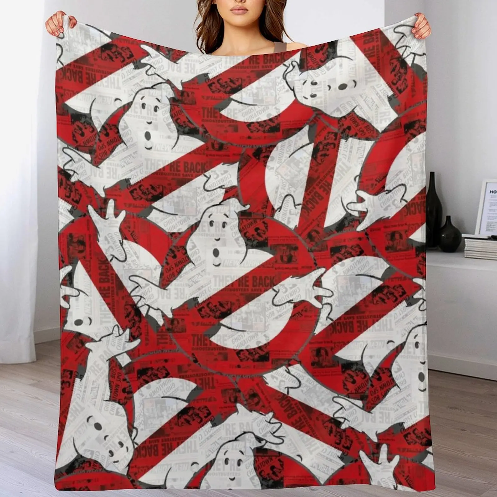 

The GhostBusters logo pattern Throw Blanket Soft Beds Kid'S Soft Plush Plaid Blankets