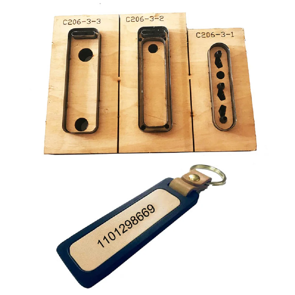 

Japan Steel Knife Wooden Mold Set, DIY, Car Key Ring Die Cutting, Hand Punching Tool Template, 80x24mm