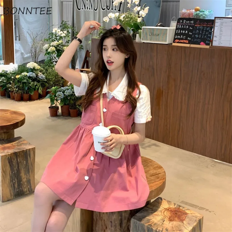 Dress Women Denim Sleeveless Ulzzang Kawaii Popular Solid Student Summer All-match High Waist Ins A-line Pockets Платье Женское