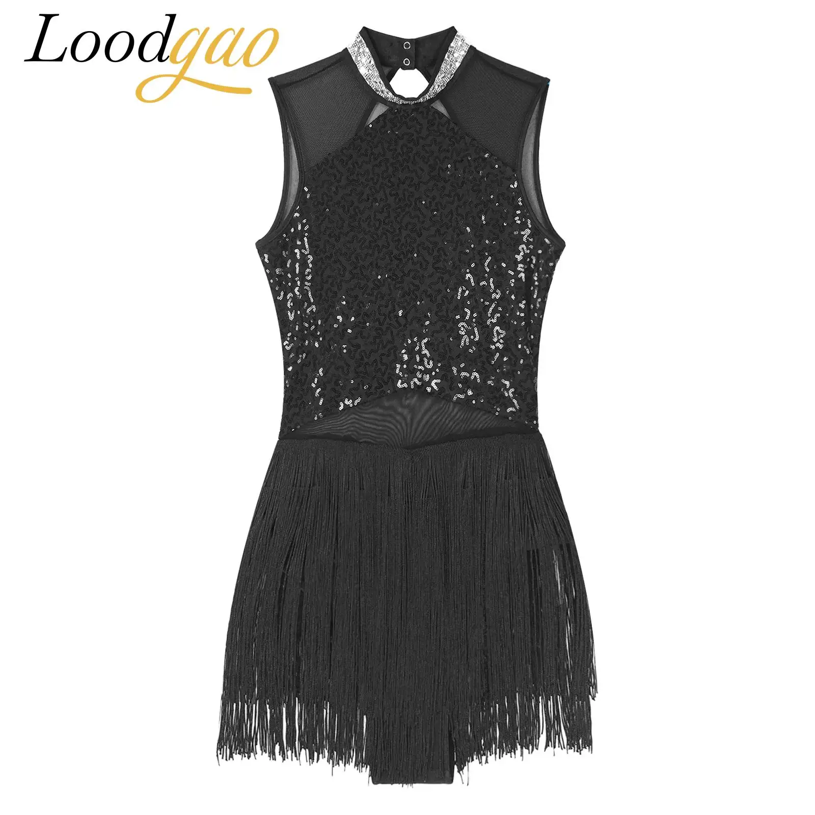 

Женское танцевальное платье-боди для ча-ча-ча, самбы, лирических танцев, латиноамериканских бальных танцев и джаза, с пайетками, бахромой и кисточками, для выступлений