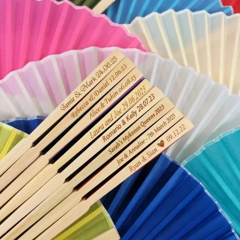 20/24/30PCS Personalized Wedding Fan,Custom Printing Handheld Folding Fans Come with Organza Bag Bridal Shower Baby Christening