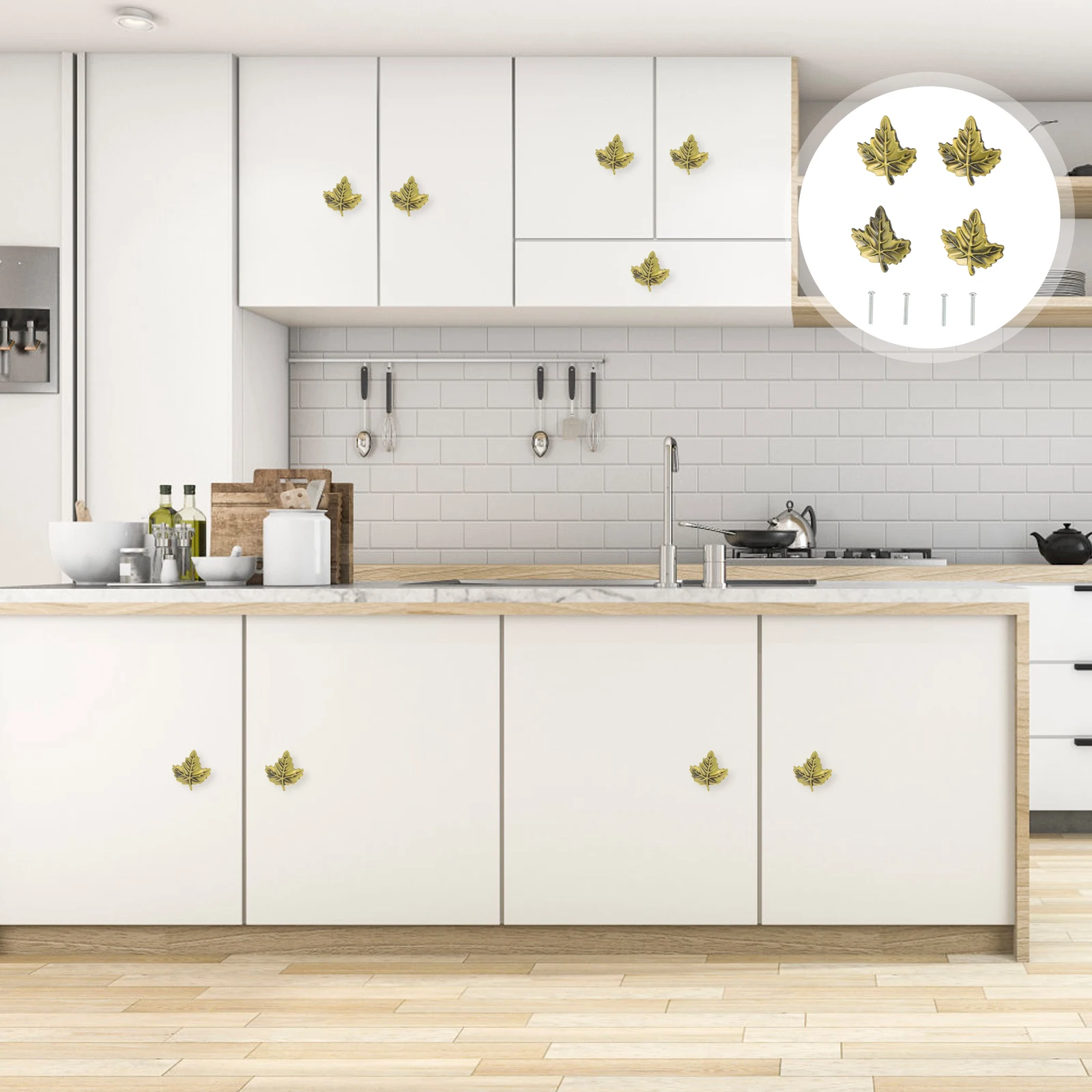 

4Pcs Maple Leaf Design Zinc Alloy Cabinet Handles Drawer Pulls Sturdy Durable Fine Workmanship Gift Idea Drawer Pulls