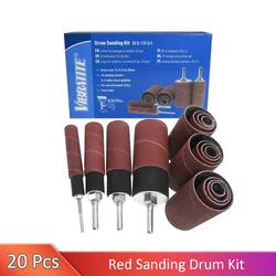 20Pcs Sanding Drum Kit with Color Box, Rubber Mandrels & Sandpaper for Woodworking, Engraving, Drill Polishing & Rotary Tools
