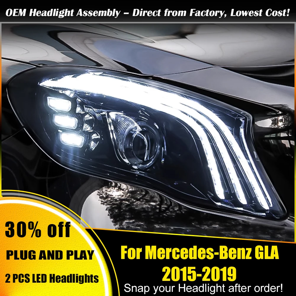 For Mercedes-Benz GLA 200 GLA 260 2015-2019  Modified LED headlamp Laser Lenses Lamp Head Front Light  Xenon Accessories upgrade
