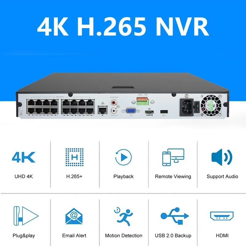 16CH 8MP Smart Dual Lens IP POE Sistema Guard Viewer OEM Audio 8CH 4CH Security Bullet Network CCTV 4K NVR Kit