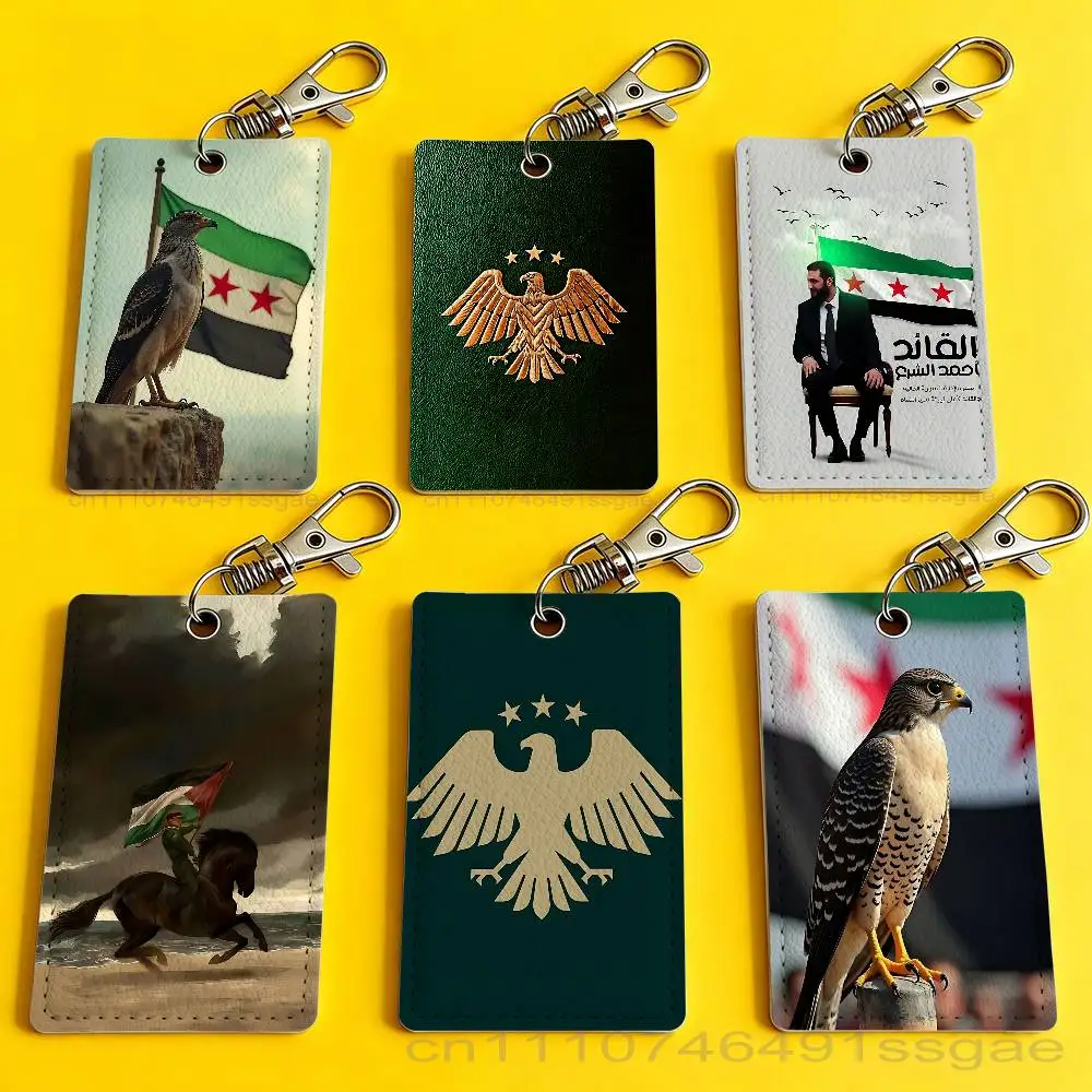 

S-Syria Eagle Flag National Badge Holder Keychain For Bank Business Work Card Holder Student Card Protective Case Bus Card