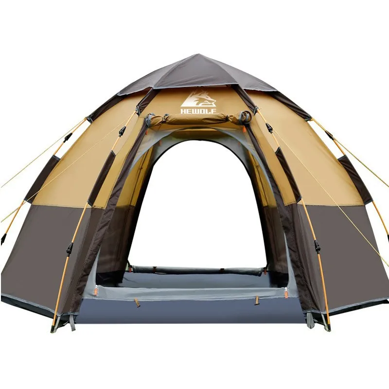 Outdoor hexagonal multi-person fully automatic rainproof tent, folding camping tent, camping outdoor fishing tent