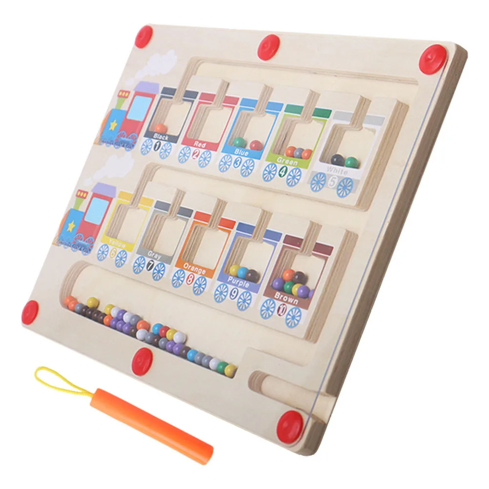 Laberinto de colores y números, tablero de madera para niños pequeños, herramienta educativa, rompecabezas preescolar, aprendizaje de colores, juego de conteo a juego