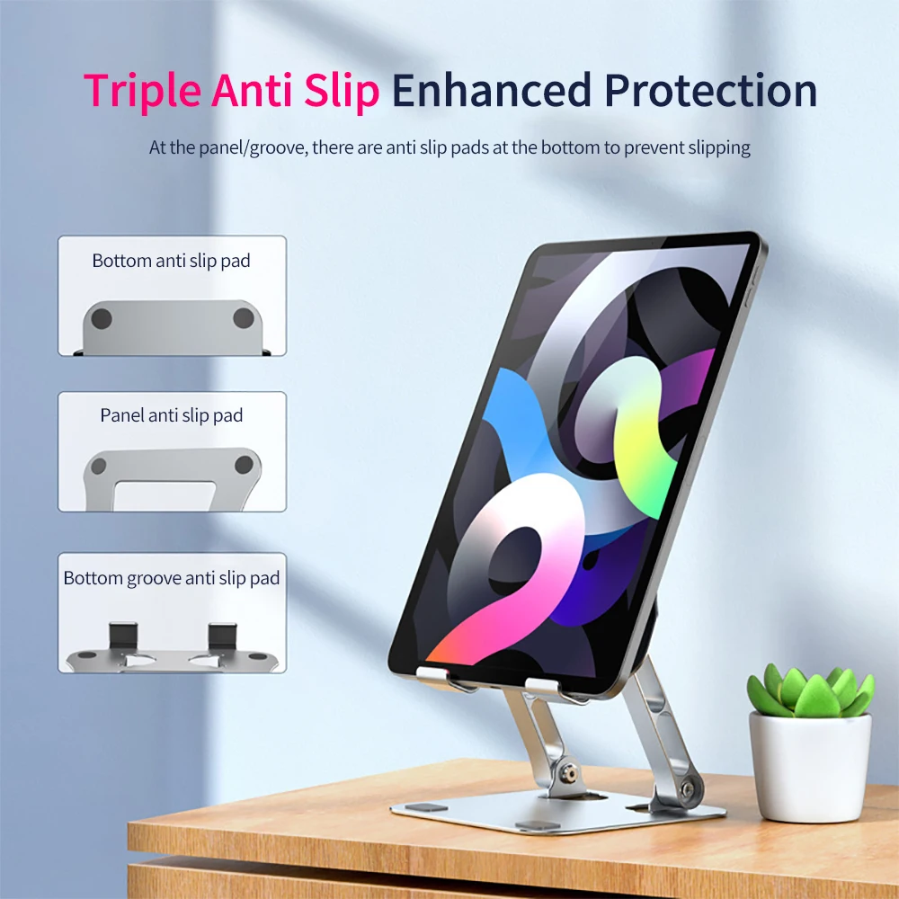 ขาตั้งโทรศัพท์มือถือแบบพับได้ทำจากอลูมิเนียมอัลลอยสำหรับ iPad แท็บเล็ตที่ยึดโทรศัพท์มือถือขาตั้งสำหรับวางสมาร์ทโฟน