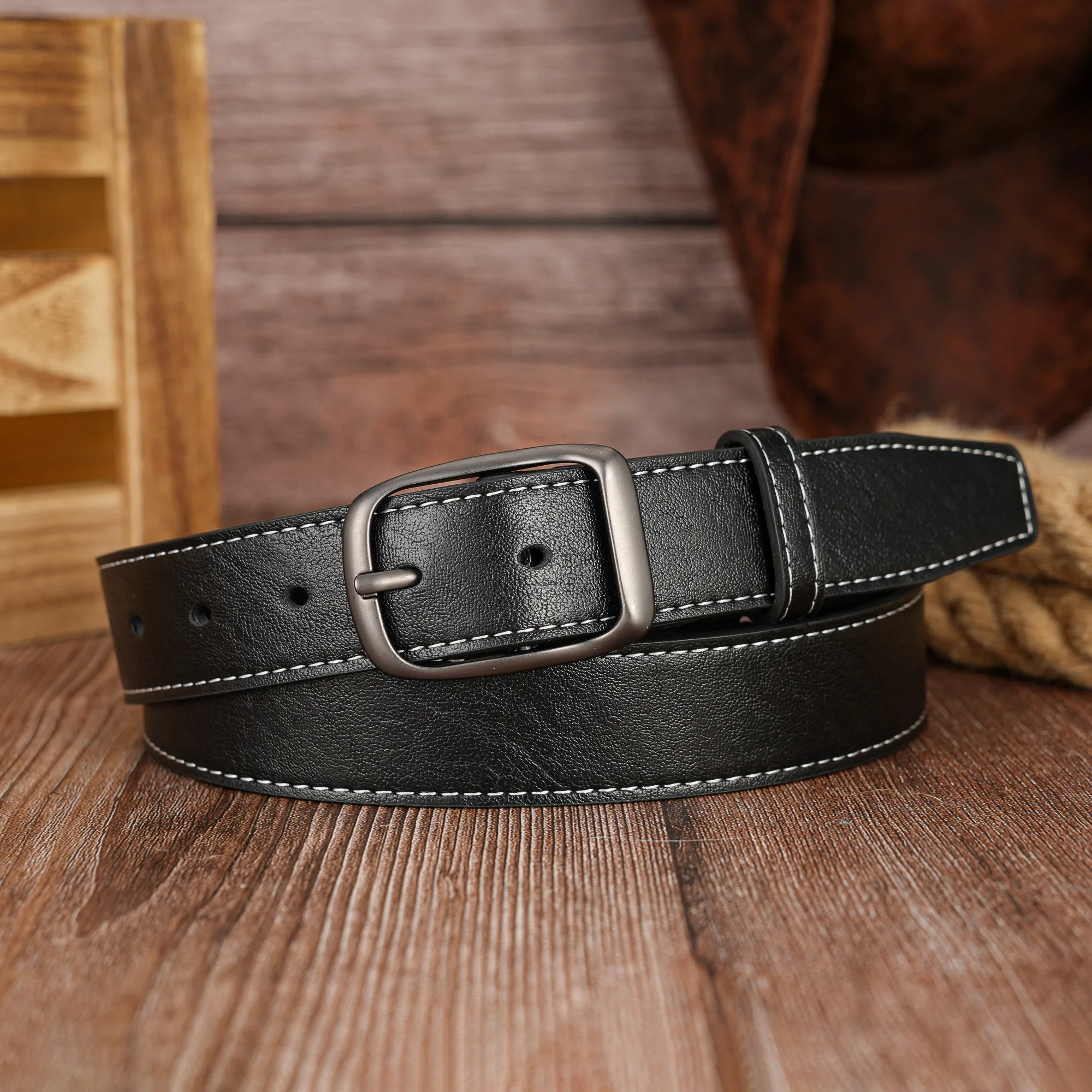 Pin buckle Day button casual simple PU belt