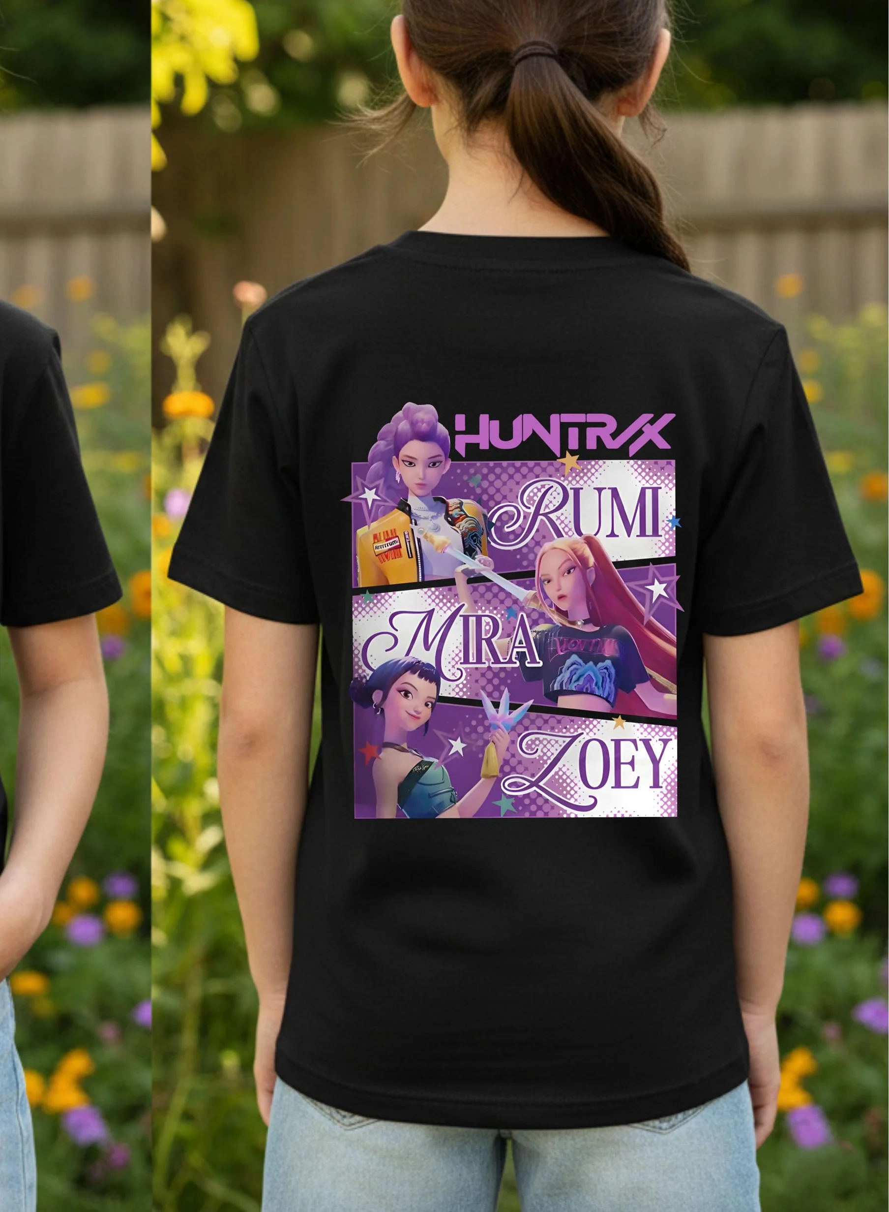 الكبار والأطفال K POP شيطان هنتر أنيمي طباعة تي شيرت القطن قصير الأكمام فضفاضة تنفس عارضة أعلى للصيف والخريف