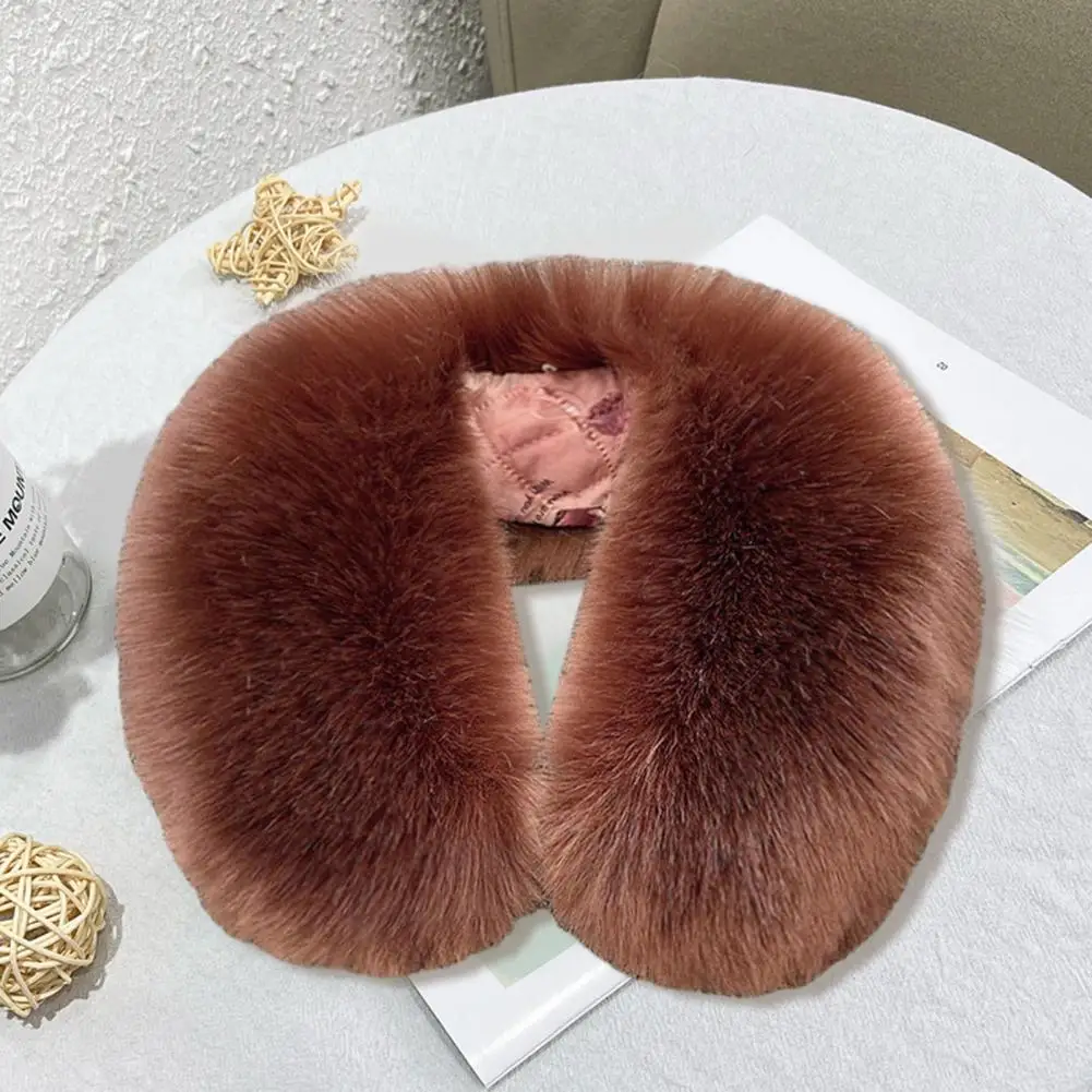 Weather Faux Collar Soft Faux Fur Neck Warmer Scarf for Men Women Thickened Fluffy Windproof Winter Collar Wrap Solid Colors