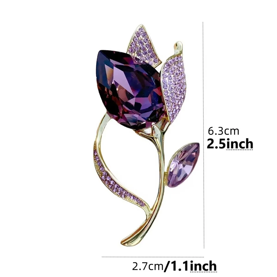 Fashionable Rhinestone Flower Brooch Exquisite Accessory for girls and women
