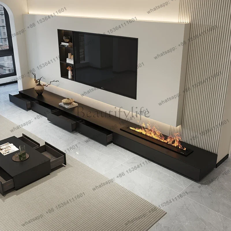 LJY Holder Vintage Tv Cabinet Custom Hiding Minimalist Unique Storage Tv Stands Modern Space Black Mueble Televisor Furniture Ho