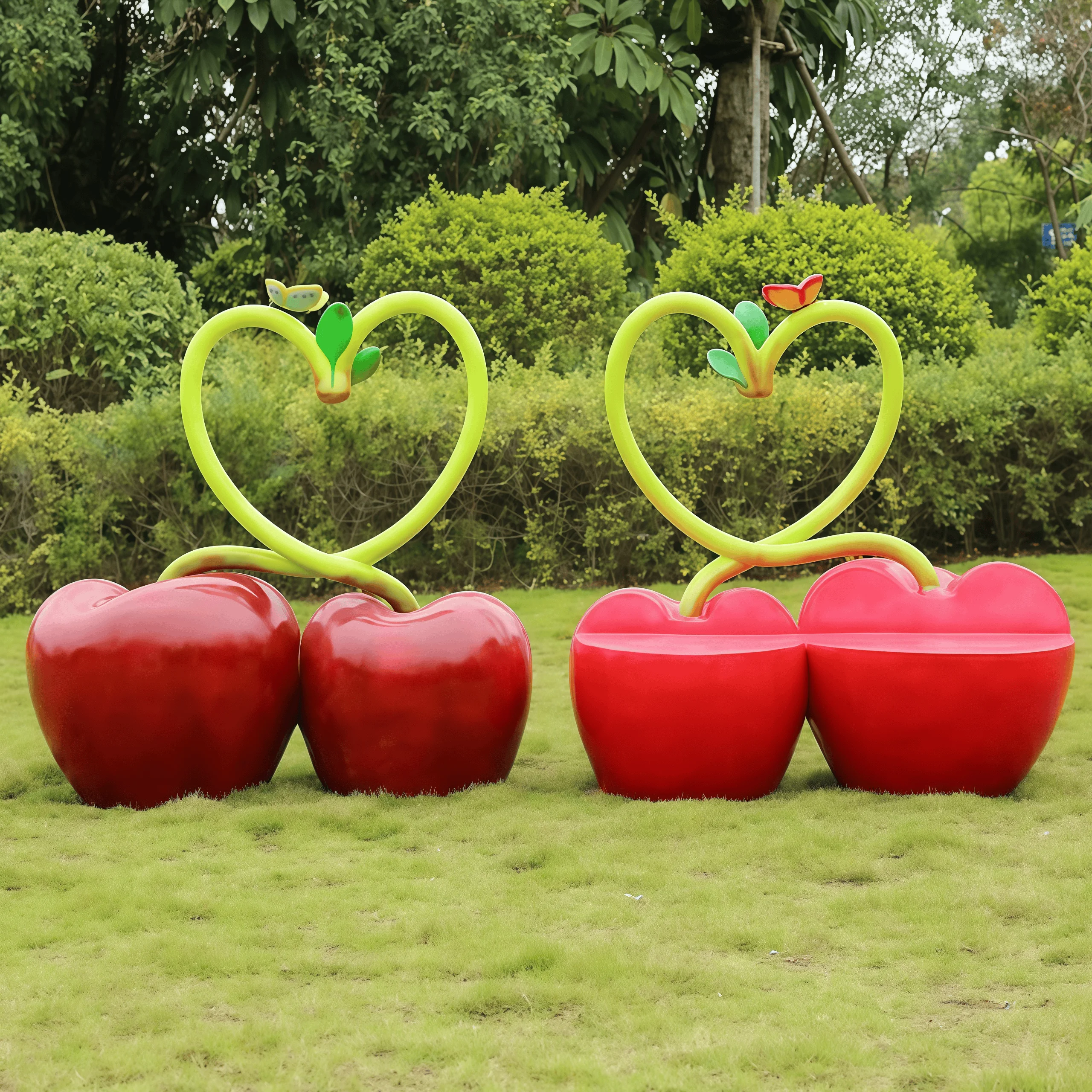 

Мультяшные скульптуры-стулья и скамейки в виде фруктов и овощей для улицы: детских садов, парков, торговых центров, живописных мест. Декоративные элементы.