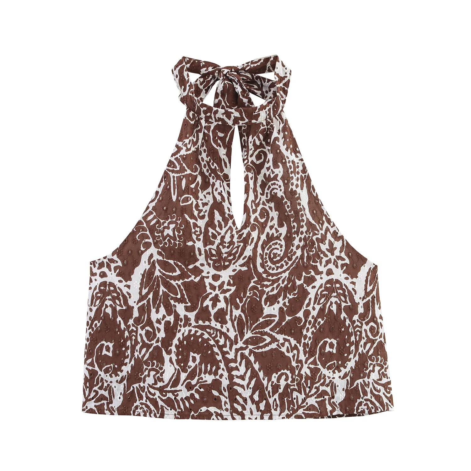 BWQ dames sexy backless holle borduurriem hangende halskraag top vest temperament zomer nieuwe halve rok