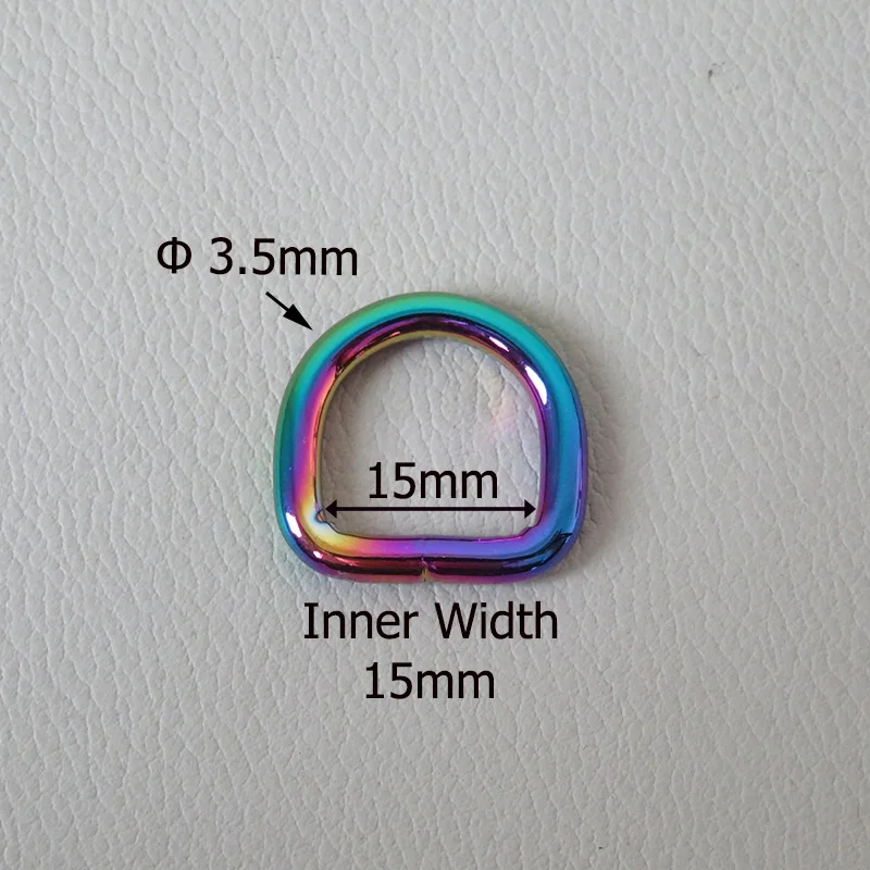 

20 шт./упак., 15 мм, металлическая пряжка с D-образным кольцом для сумки, аксессуар, ошейник для собак, ремни для поводка, фурнитура для шитья, застежка для рюкзака