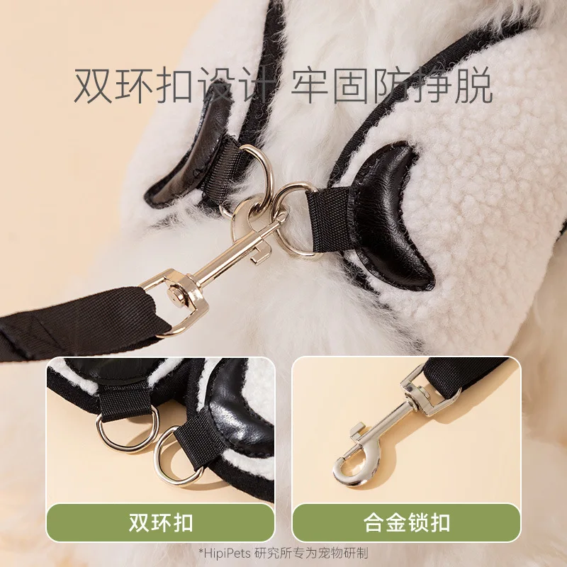 Dog Lamb Velvet Traction Rope Chest Strap Small Dogs Panda Strap Dog Chain Walking Rope Teddy Cat Rope Pet Dog Supplies