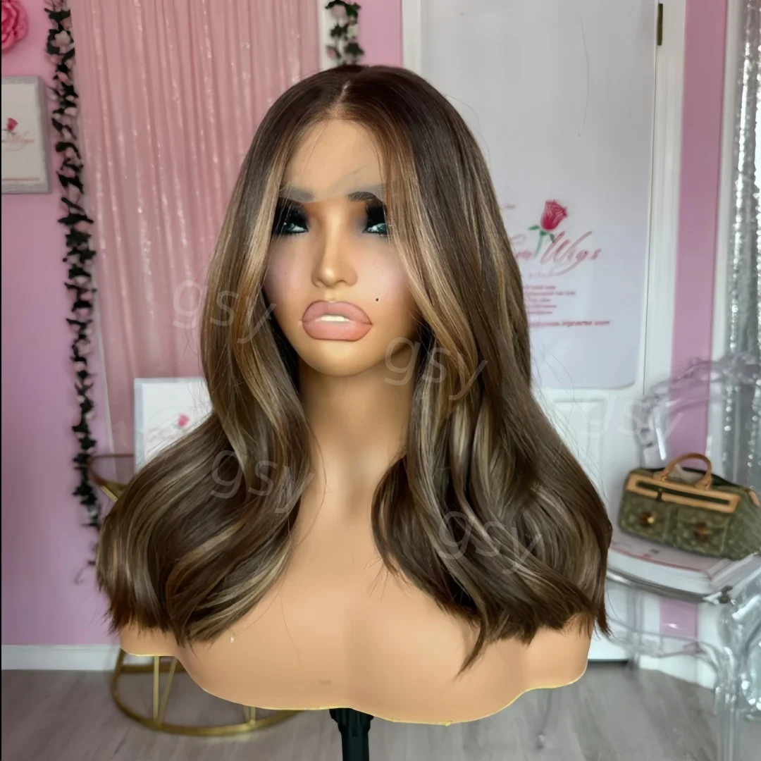

Ombre Blonde Wave 16“ 180Density 5x5 Silk Base Jewish Human Hair Wig BabyHair HD Lace European Hair Glueless Preplucked Daily