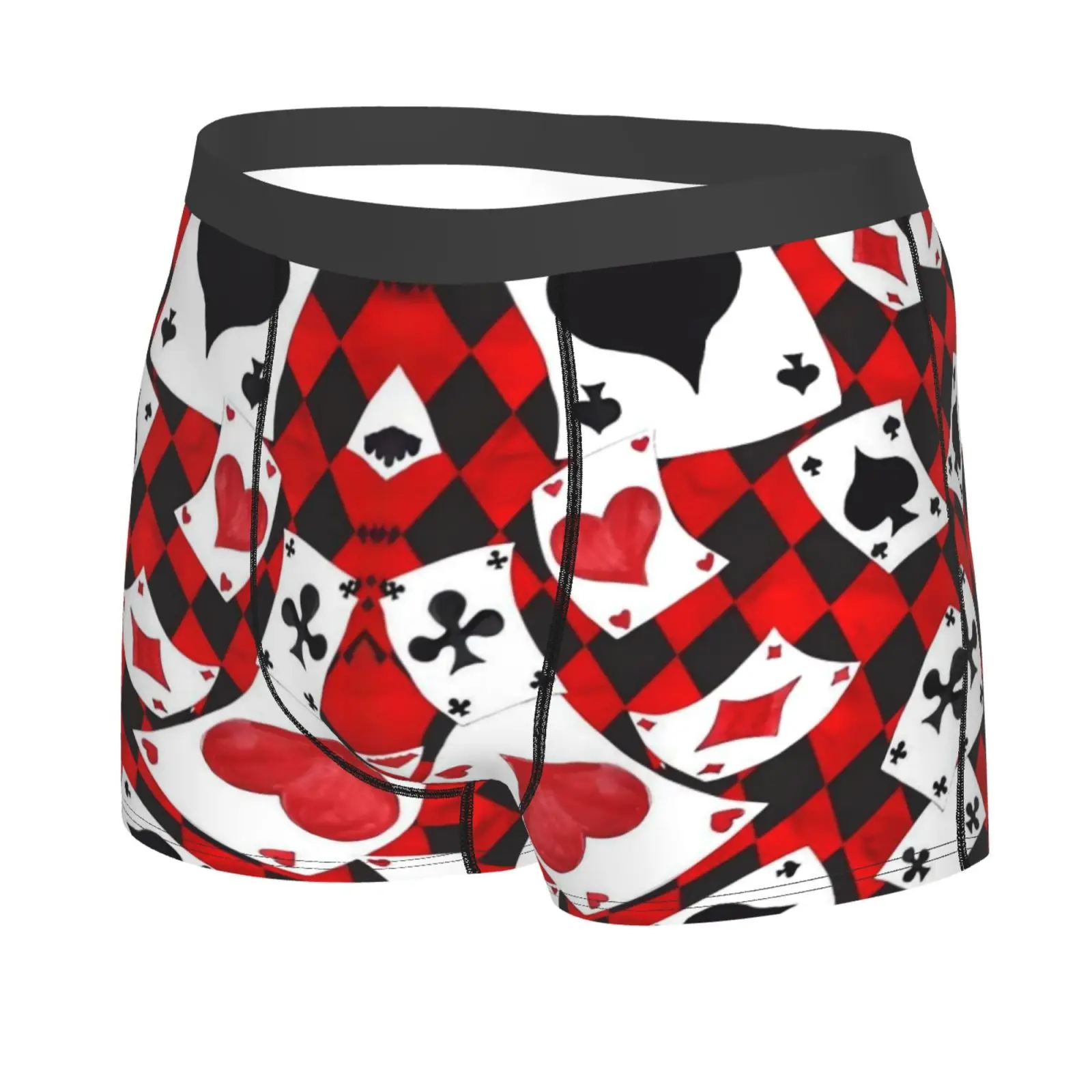 Red and White Poker Patterns Men Underwear Boxers Breathable Mens Boxershorts Men's Panties Underpants Man Boxers Briefs Trunks