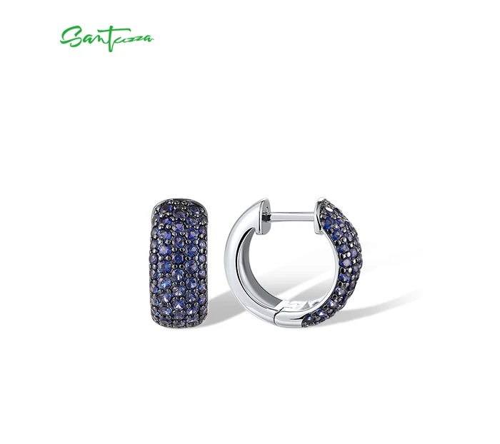 SANTUZZA Ohrhänger aus reinem 925er Sterlingsilber für Damen, funkelnder blauer Saphir, schillernde Hochzeitsgeschenke, edler Schmuck – Detail 4