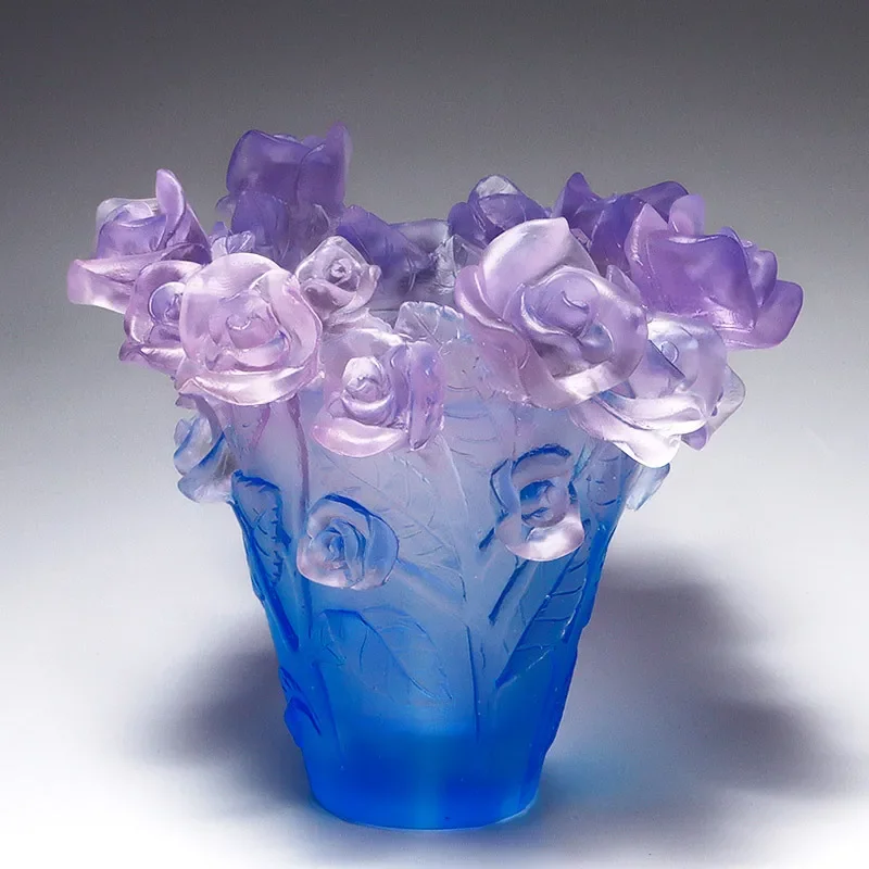 Glazed rose vase small ornament incense burner incense living room study light luxury high-end