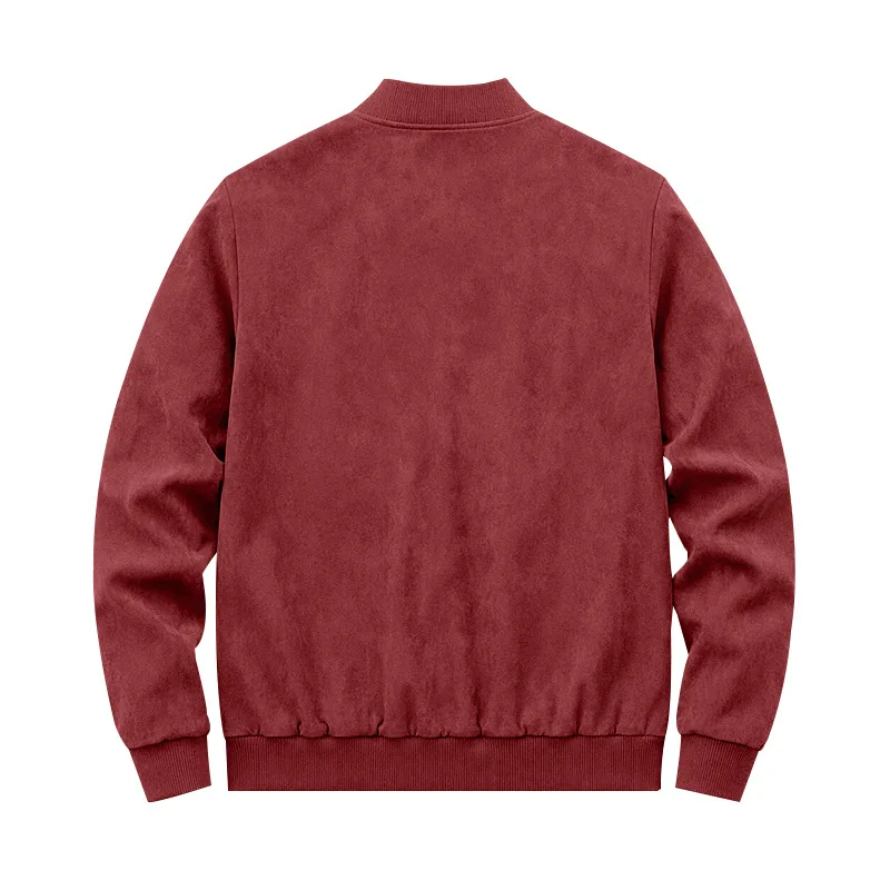 Herren Herbst- und Winter-Freizeitjacke in Übergröße aus Wildleder mit Reißverschluss und Stehkragen, Langarm – Detail 31