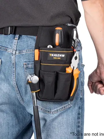 TKIGZNW Pocket Tool Pouch，6-Pouches and 9 Screwdriver Loops Construction, Heavy-Duty Tool Bag with Adjustable Belt for Electrici