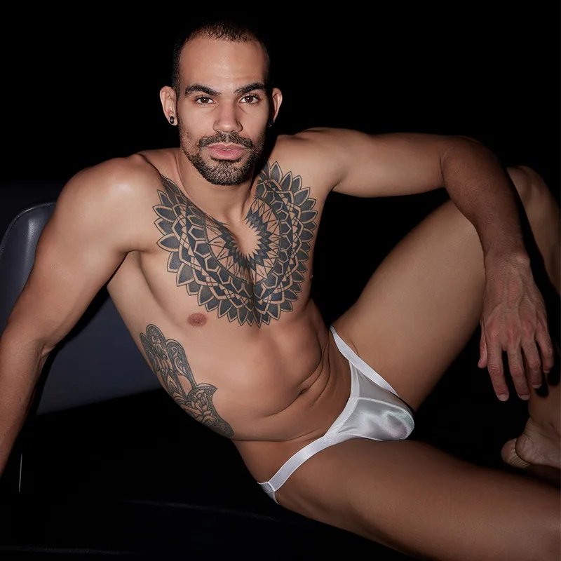 ملابس داخلية سيسي لامعة زيتية للرجال ترى من خلال ملابس داخلية قصيرة عالية المرونة على شكل حرف U محدبة ملابس داخلية منخفضة الخصر بدون خياطة ملابس نوم للمثليين #3