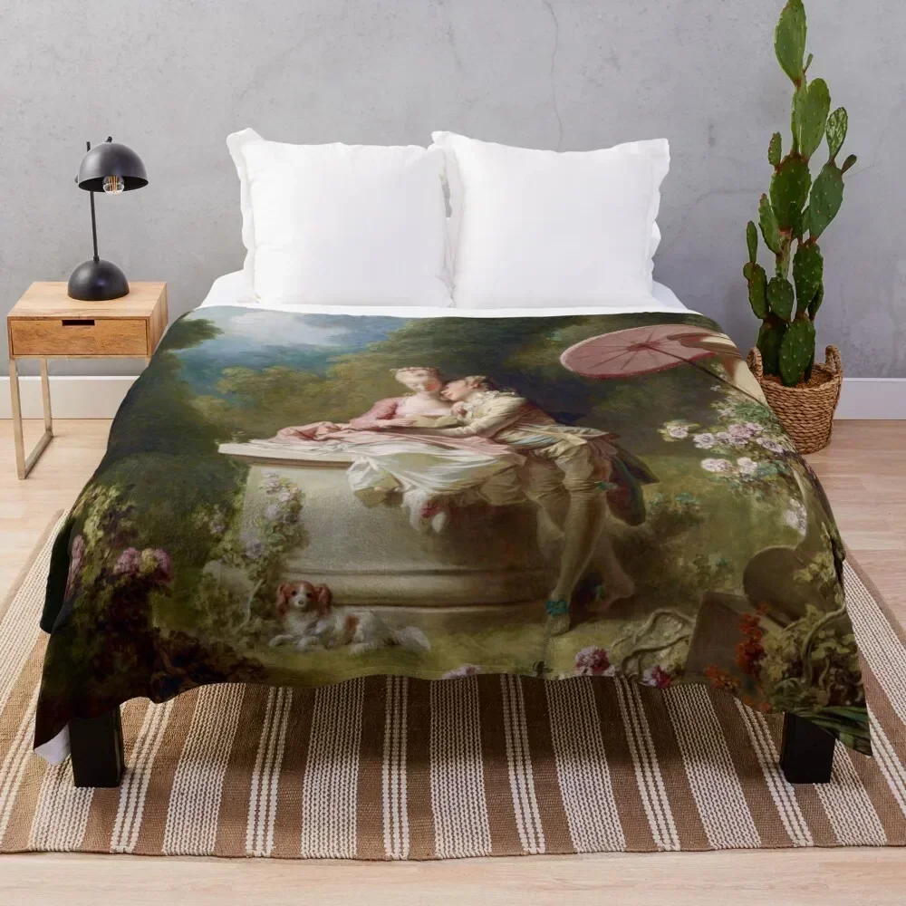 

The Progress of Love: Love Letters Jean Honoré Fragonard Throw Blanket Large Quilt Travel Blankets