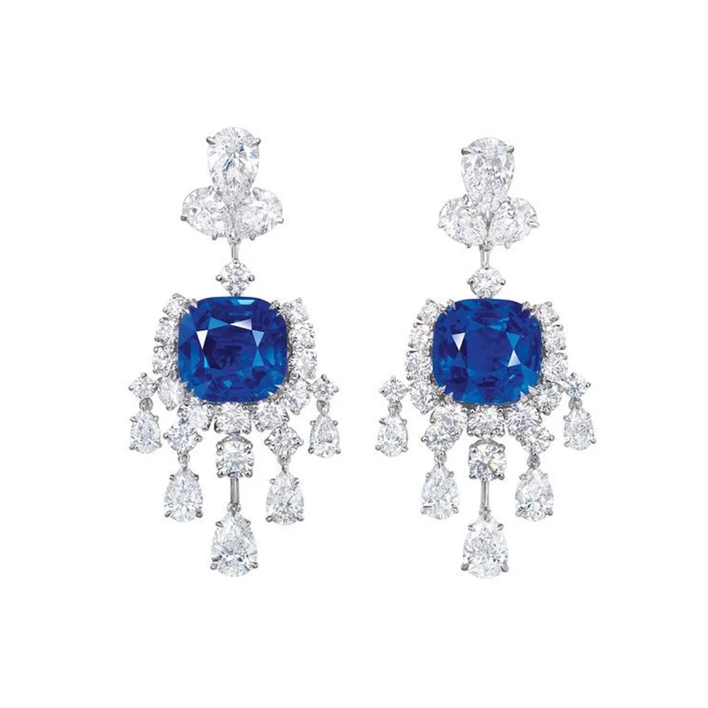 

Luxury Royal Blue Cushion Lab Grown Spinel Stud Earrings Gorgeous 925 Sterling Silver Fine Jewelry for Women's Birthday Gifts