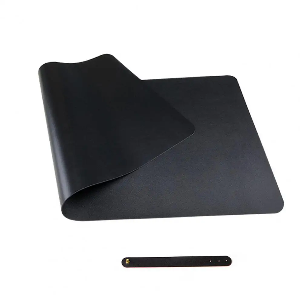 Stain Resistant PVC Mouse Pad Strap Design Faux Leather Decorative Smooth Surface Mouse Cushion Desk Gaming Keyboard Mat