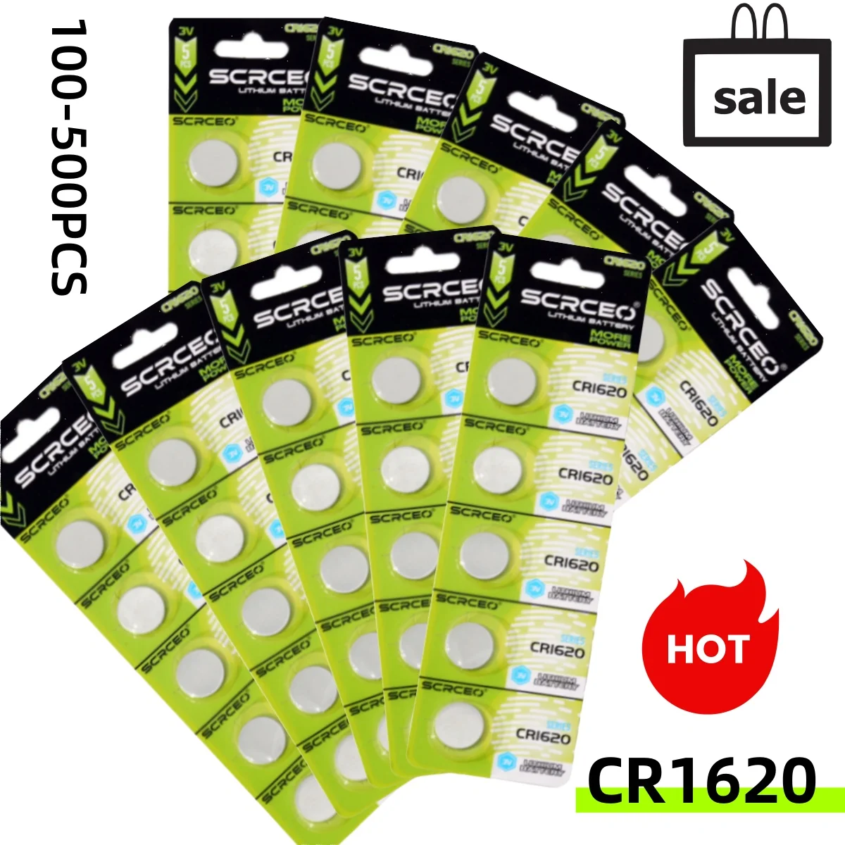 

High-Capacity 100-500PCS 60mAh CR1620 3V Lithium Battery LM1620 BR1620 ECR1620 KCR1620 Coin Cells Watch Toys CR 1620 Batteries