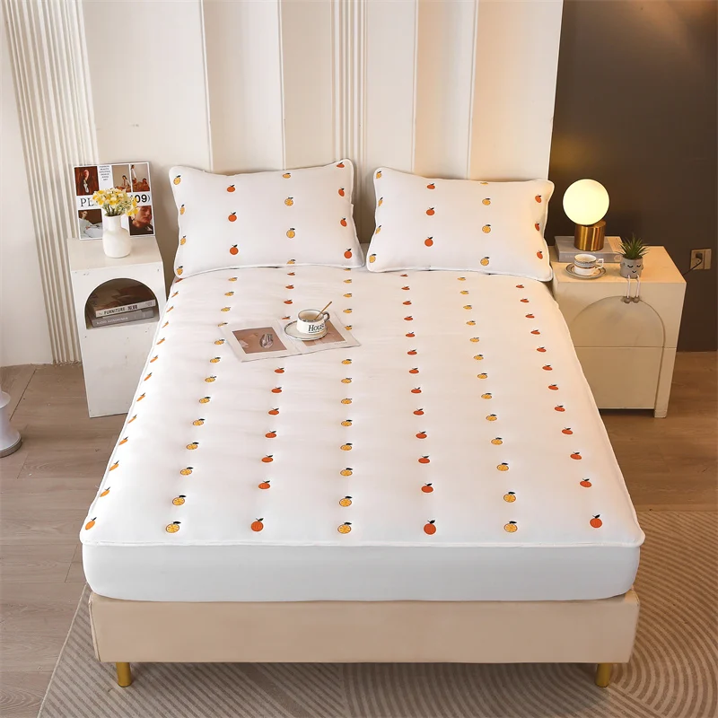 Embroidery Mattress Cover Queen/King Size Thicken Quilted cubre colchón With Elastic Band 매트리스커버 Single/Double Size Bed Cover