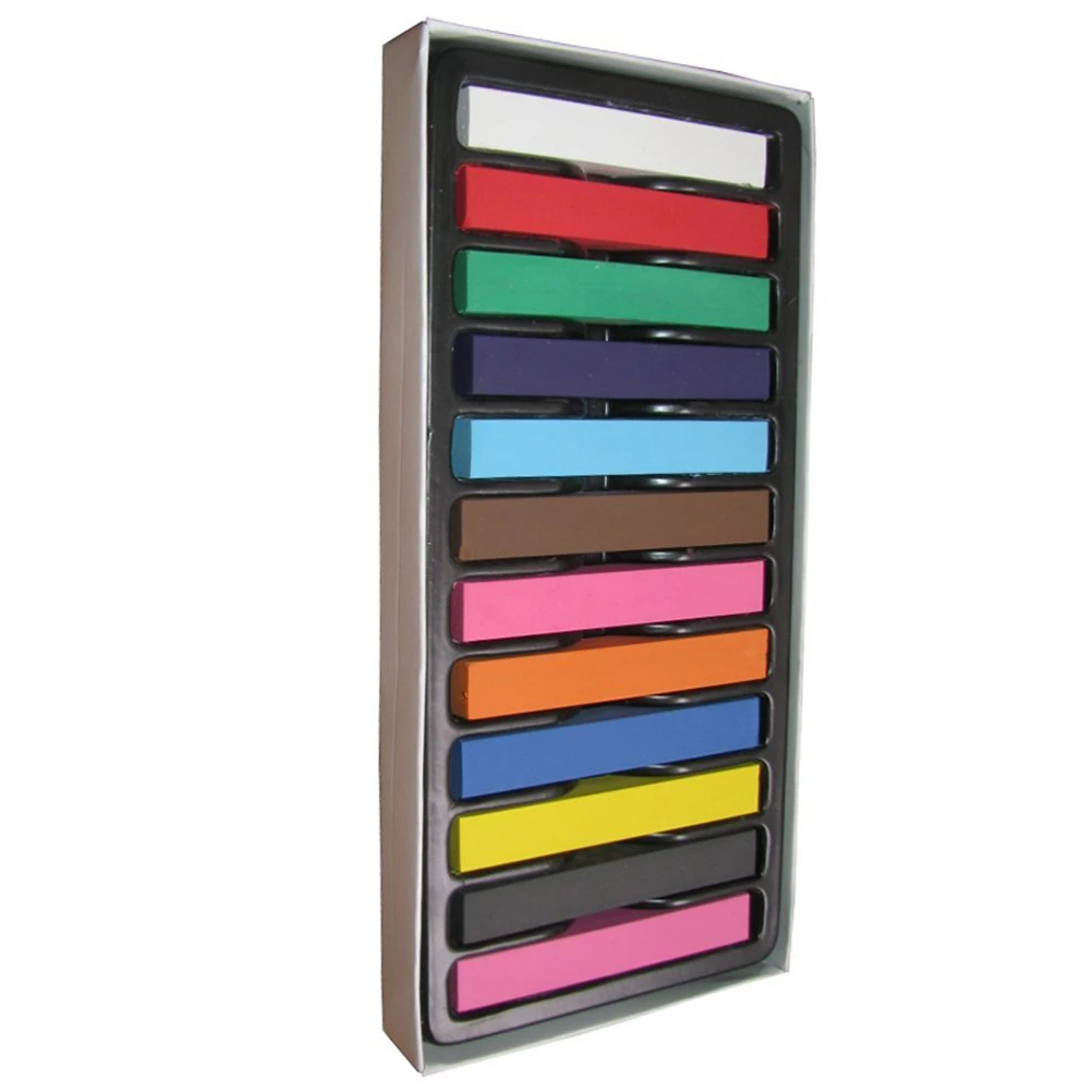 

Temporary Pastel Hair Chalks Non-Toxic 12 Colors Dye Kit Diy Color Changer Change Safe For All Hair Types 1-2