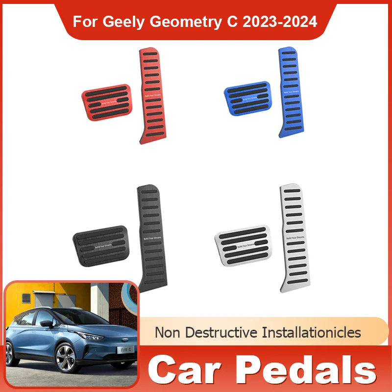 

2 Pcs Car Foot Pedals Gas Accelerator Brake Stainless Steel Non-slip Pedal Cover Pads Accessories for Geely Geometry C 2024 2023