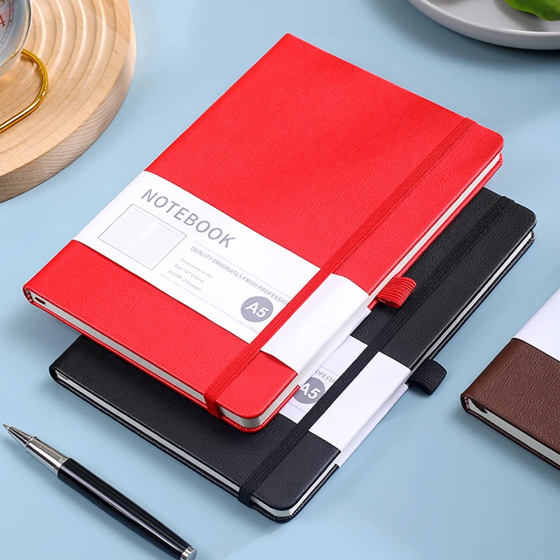 Minimalist Strap Notebook Mini Cute Student Notebook Business Notebook Schedule Book Thickened PU Leather Cover Diary Notebook
