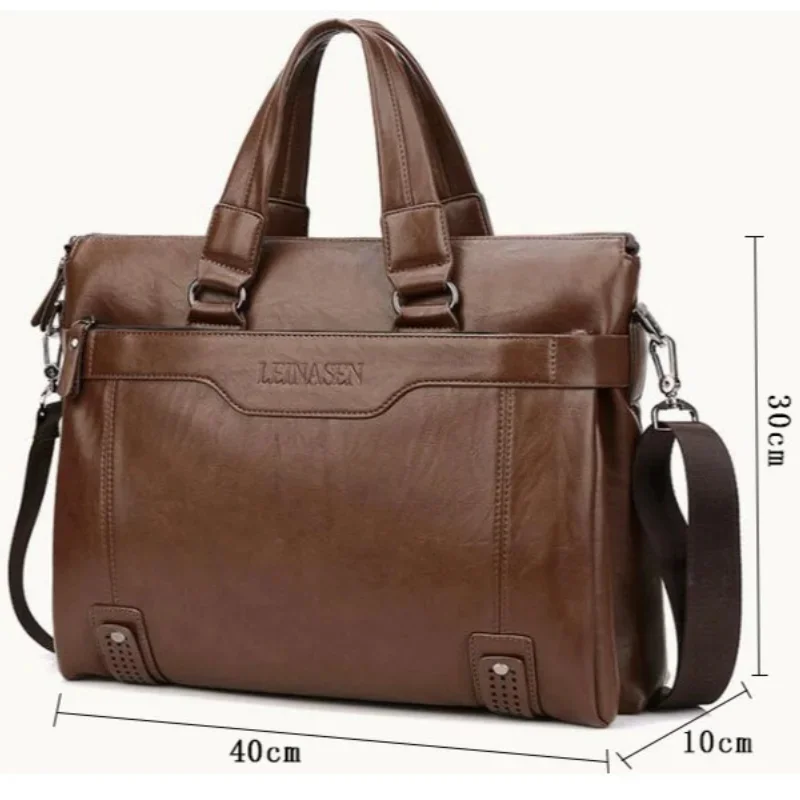 High-quality Brand Briefcase Fashion PU Leather Laptop Business Casual Men's Shoulder Large Capacity Crossbody Bag