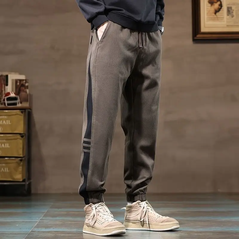 

Fashionable Men's Casual Versatile Loose Sports Foot Splicing Harem Pants Plus Velvet Thickened